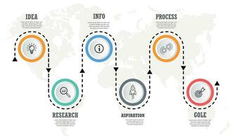 6 Steps business data visualization timeline process infographic template design with icons Free Vector