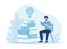 education learning concept likes to read people read or students study concept flat illustratiuon vector