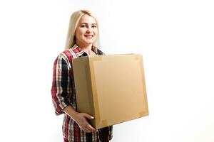 Moving House, Moving Office, Box. woman with box photo