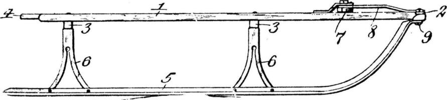 Side View of a Sled, vintage illustration. vector