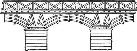 Trajan Bridge, vintage illustration. vector