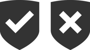 Shield icon vector with mark symbol. Design element.