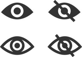 Set show password icon, eye symbol. Vector vision hide from watch icon. Secret view web design element.