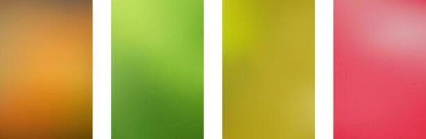 Set abstract gradient blurred background in bright vivid color. Blur vector wallpaper.