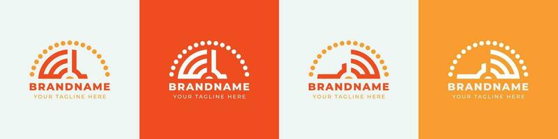 Letter LW and WL or LE and EL Sunrise  Logo Set, suitable for any business with LW, WL, LE, EL initials. vector