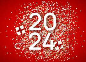 Hapyy new 2024 year card. 3d vector flat lay illustration