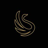 Luxury Golden Swan Goose Line Outline Icon Illustration vector