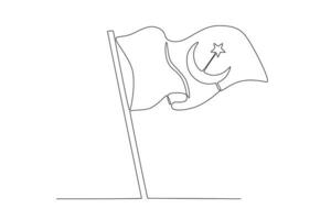 A Pakistani flag flutters on a pole vector