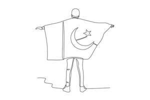 A man carrying a large flag from the back view vector