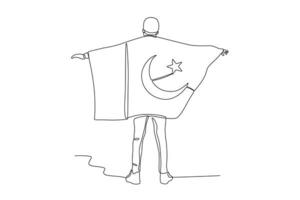 A man carrying a large flag from the back view vector