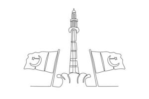 A monument and flag of Pakistan vector