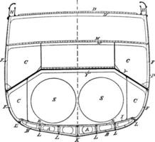 Frame of Iron Ship, vintage illustration. vector