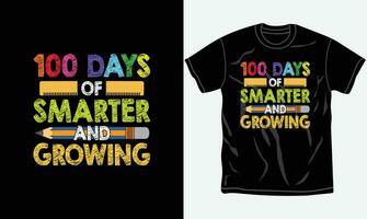 100 days of smarter and growing, 100 Days Of School T-shirt Design, Typography, Slogan. vector