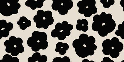 Flower seamless background. Minimalistic abstract floral pattern. Modern print in black and white background. Ideal for textile design, wallpaper, covers, cards, invitations and posters. vector