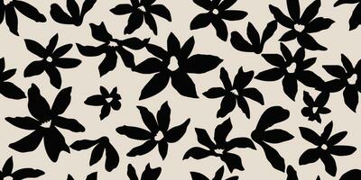 Flower seamless background. Minimalistic abstract floral pattern. Modern print in black and white background. Ideal for textile design, wallpaper, covers, cards, invitations and posters. vector