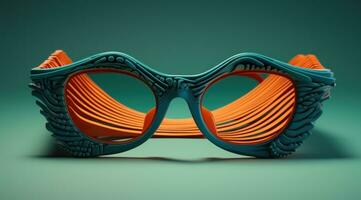 AI generated the sunglasses are in a shape of orange and blue, photo