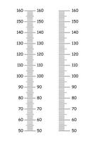 Kids height charts from 50 to 160 centimeters. Template for wall altimeter isolated on a white background. Meter wall or growth ruler. Set of stadiometer scales. Vector illustration. Eps.