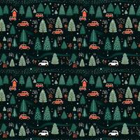 AI generated a christmas pattern with cars and trees, seamless pattern background photo