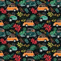 AI generated a christmas pattern with cars and trees, seamless pattern background photo