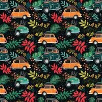 AI generated a christmas pattern with cars and trees, seamless pattern background photo