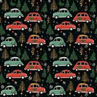 AI generated a christmas pattern with cars and trees, seamless pattern background photo