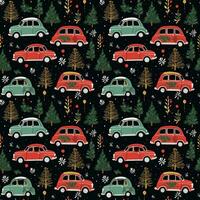 AI generated a christmas pattern with cars and trees, seamless pattern background photo