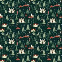 AI generated a christmas pattern with cars and trees, seamless pattern background photo