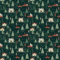 AI generated a christmas pattern with cars and trees, seamless pattern background photo