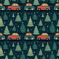 AI generated a christmas pattern with cars and trees, seamless pattern background photo