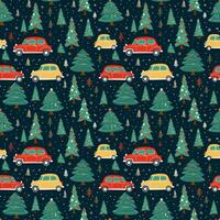 AI generated a christmas pattern with cars and trees, seamless pattern background photo