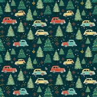 AI generated a christmas pattern with cars and trees, seamless pattern background photo