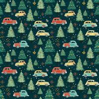 AI generated a christmas pattern with cars and trees, seamless pattern background photo