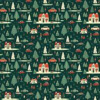 AI generated a christmas pattern with cars and trees, seamless pattern background photo