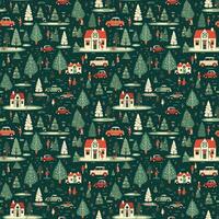 AI generated a christmas pattern with cars and trees, seamless pattern background photo