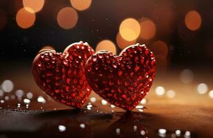 ai generado San Valentín día rojo corazones de amor con costoso antecedentes, foto