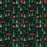 AI generated a christmas pattern with cars and trees, seamless pattern background photo