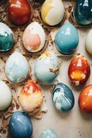ai generado algunos Pascua de Resurrección huevos Listo para decorando, yo foto