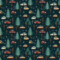 AI generated a christmas pattern with cars and trees, seamless pattern background photo