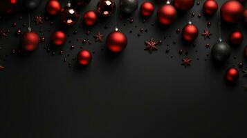AI generated black and red christmas holiday card, photo
