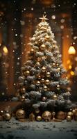 AI generated christmas lights and ornaments on a christmas tree, i photo