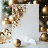ai generado blanco y oro Navidad fiesta tarjeta, foto