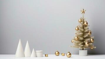 AI generated A stylish image of a Christmas tree with a minimum of decorations, emphasizing its beauty photo