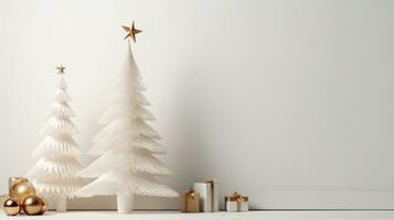 ai generado un elegante imagen de un Navidad árbol con un mínimo de decoraciones, enfatizando sus belleza foto