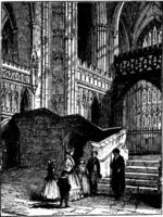 Transept of the Martyrdom at Canterbury Cathedral, vintage illustration. vector