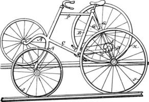 Four Wheeled Railroad Velocipede, vintage illustration. vector