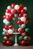 AI generated cheerful balloon display featuring a mix of traditional colors and fun patterns photo