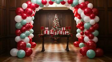 AI generated cheerful balloon display featuring a mix of traditional colors and fun patterns photo