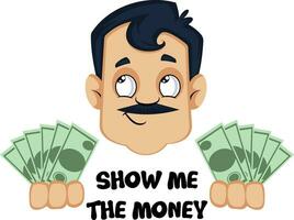 Man with mustache and money vector