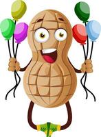 Peanut character with balloons vector