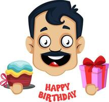 Man with mustache having a birthday vector